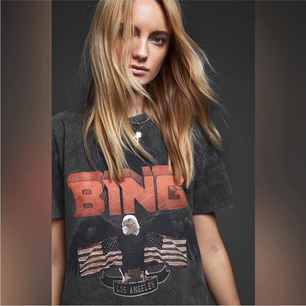 Anine bing BING logo eagle flag vintage los angels tee tshirt oversized XS - Picture 2 of 6